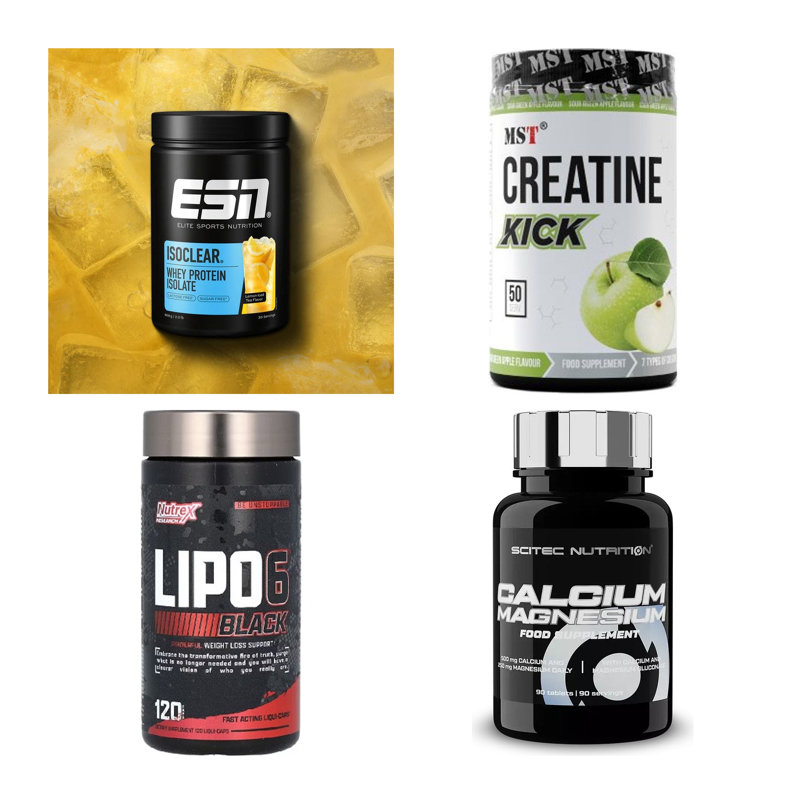 Wettkampfvorbereitung: ESN ISOCLEAR + MST Creatine + 2 weitere – alle enthaltenen Artikel
