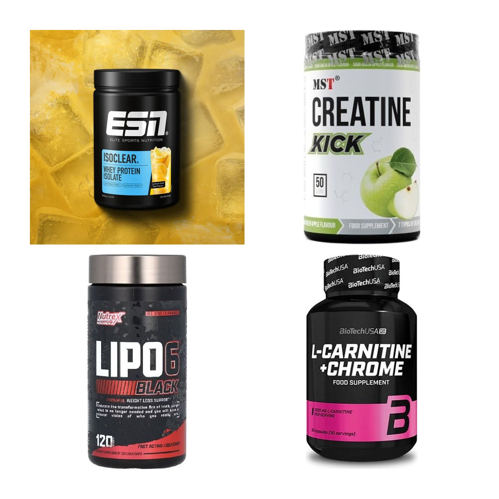 Wettkampfvorbereitung: ESN ISOCLEAR + MST Creatine + 2 weitere – alle enthaltenen Artikel