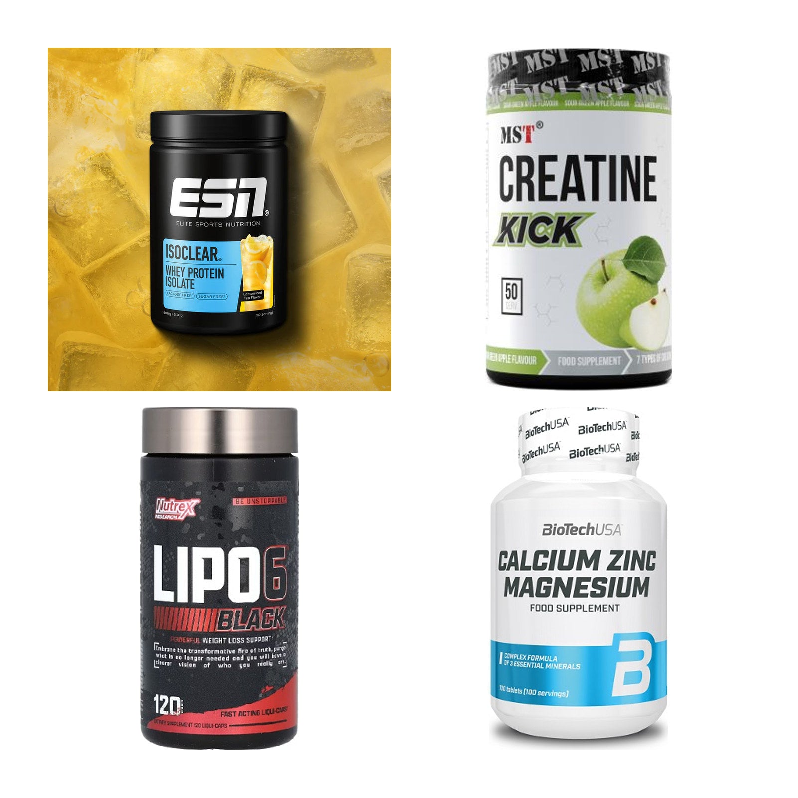 Wettkampfvorbereitung: ESN ISOCLEAR + MST Creatine + 2 weitere – alle enthaltenen Artikel