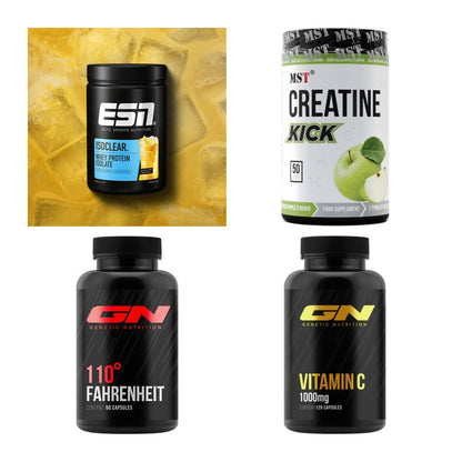 Wettkampfvorbereitung: ESN ISOCLEAR + MST Creatine + 2 weitere – alle enthaltenen Artikel