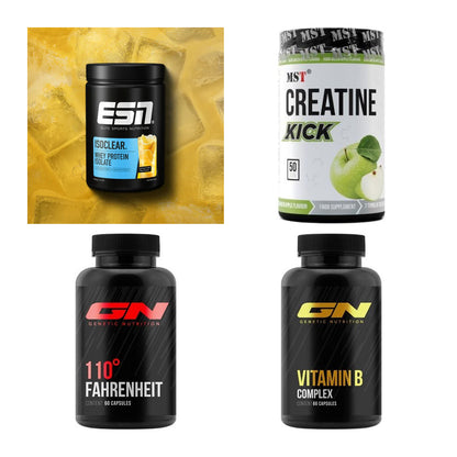 Wettkampfvorbereitung: ESN ISOCLEAR + MST Creatine + 2 weitere – alle enthaltenen Artikel