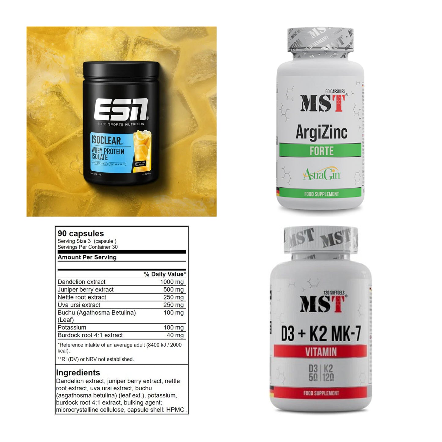 Wettkampfvorbereitung: ESN ISOCLEAR + MST ArgiZinc + 2 weitere – alle enthaltenen Artikel