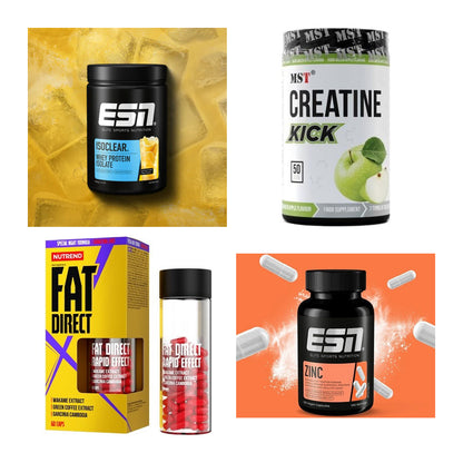 Wettkampfvorbereitung: ESN ISOCLEAR + MST Creatine + 2 weitere – alle enthaltenen Artikel