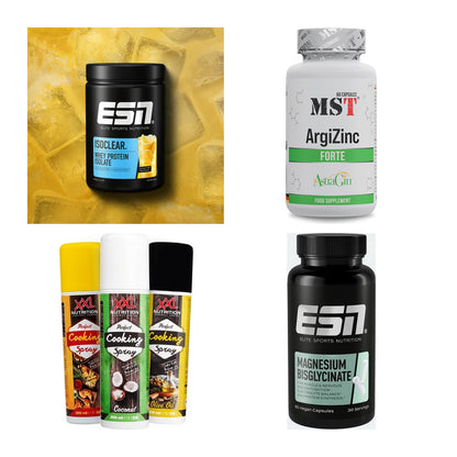 Wettkampfvorbereitung: ESN ISOCLEAR + MST ArgiZinc + 2 weitere – alle enthaltenen Artikel