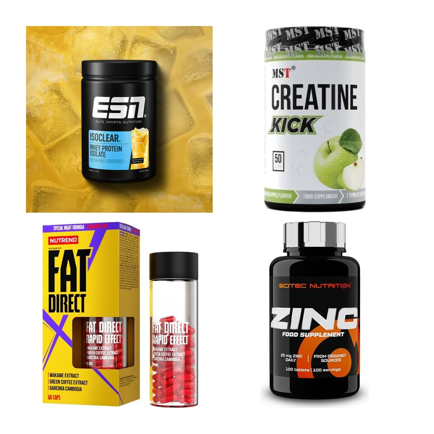 Wettkampfvorbereitung: ESN ISOCLEAR + MST Creatine + 2 weitere – alle enthaltenen Artikel