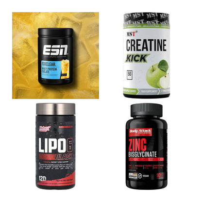 Wettkampfvorbereitung: ESN ISOCLEAR + MST Creatine + 2 weitere – alle enthaltenen Artikel