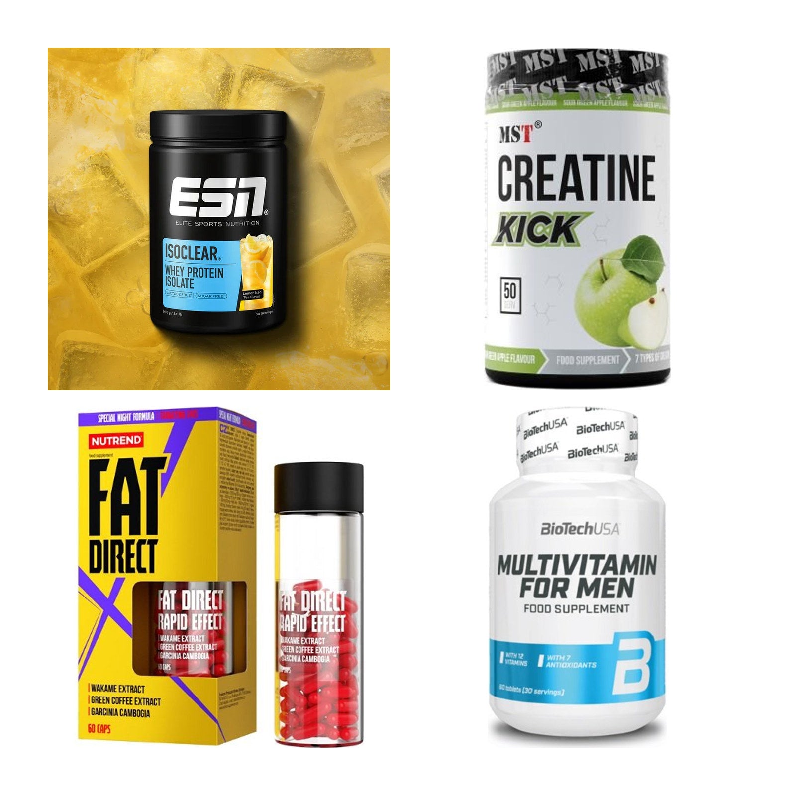 Wettkampfvorbereitung: ESN ISOCLEAR + MST Creatine + 2 weitere – alle enthaltenen Artikel