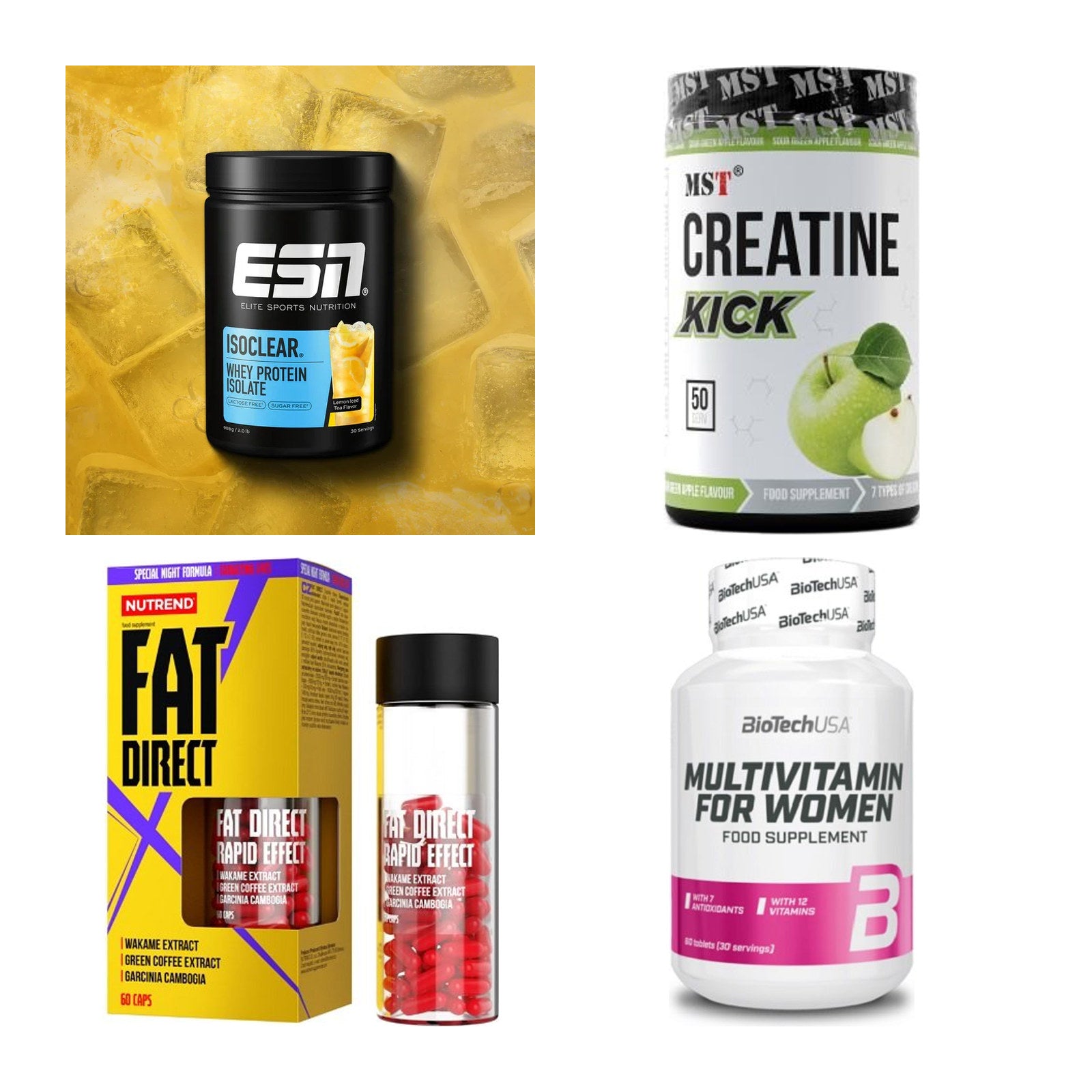 Wettkampfvorbereitung: ESN ISOCLEAR + MST Creatine + 2 weitere – alle enthaltenen Artikel