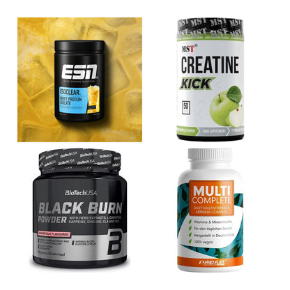 Wettkampfvorbereitung: ESN ISOCLEAR + MST Creatine + 2 weitere – alle enthaltenen Artikel