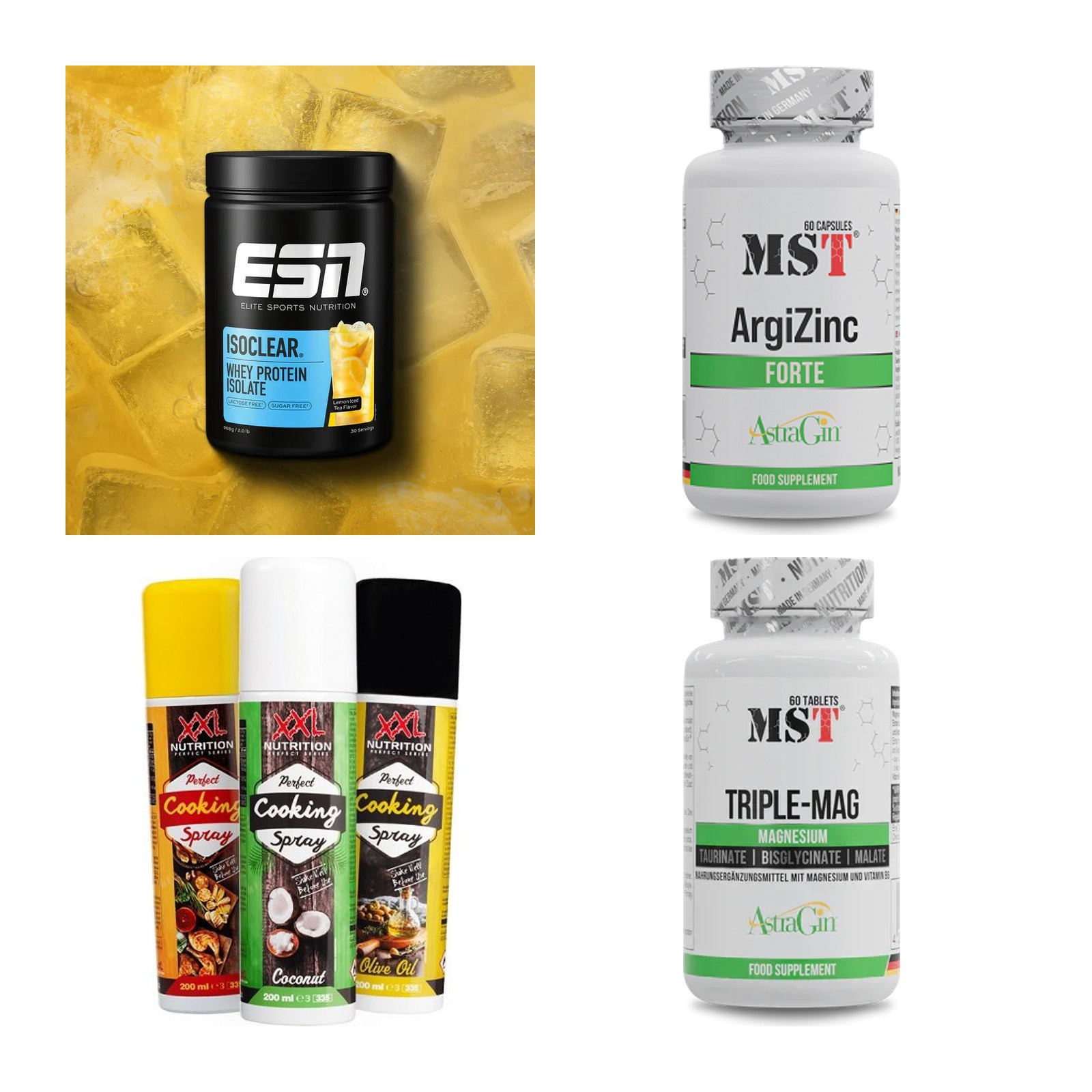 Wettkampfvorbereitung: ESN ISOCLEAR + MST ArgiZinc + 2 weitere – alle enthaltenen Artikel