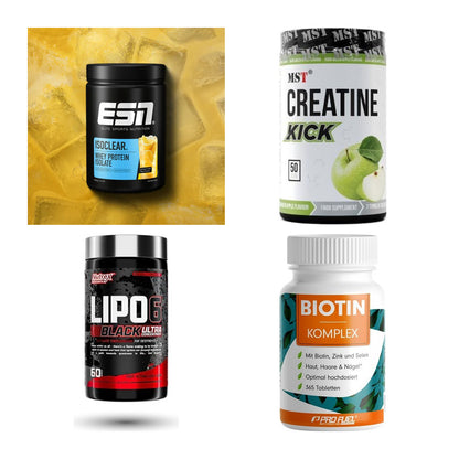 Wettkampfvorbereitung: ESN ISOCLEAR + MST Creatine + 2 weitere – alle enthaltenen Artikel
