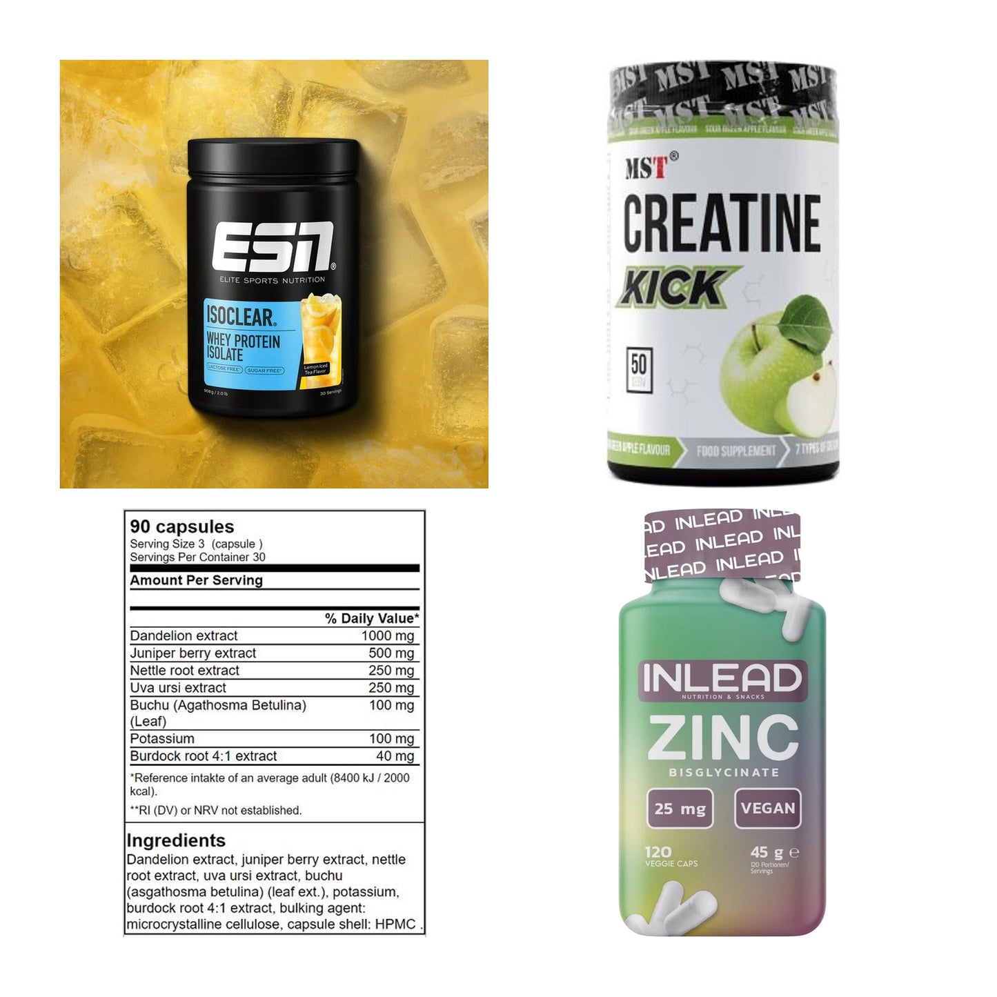 Wettkampfvorbereitung: ESN ISOCLEAR + MST Creatine + 2 weitere – alle enthaltenen Artikel