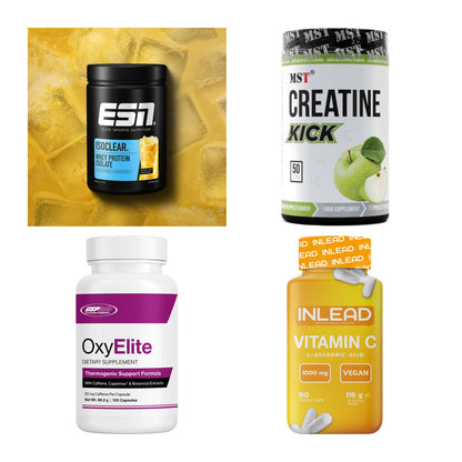 Wettkampfvorbereitung: ESN ISOCLEAR + MST Creatine + 2 weitere – alle enthaltenen Artikel
