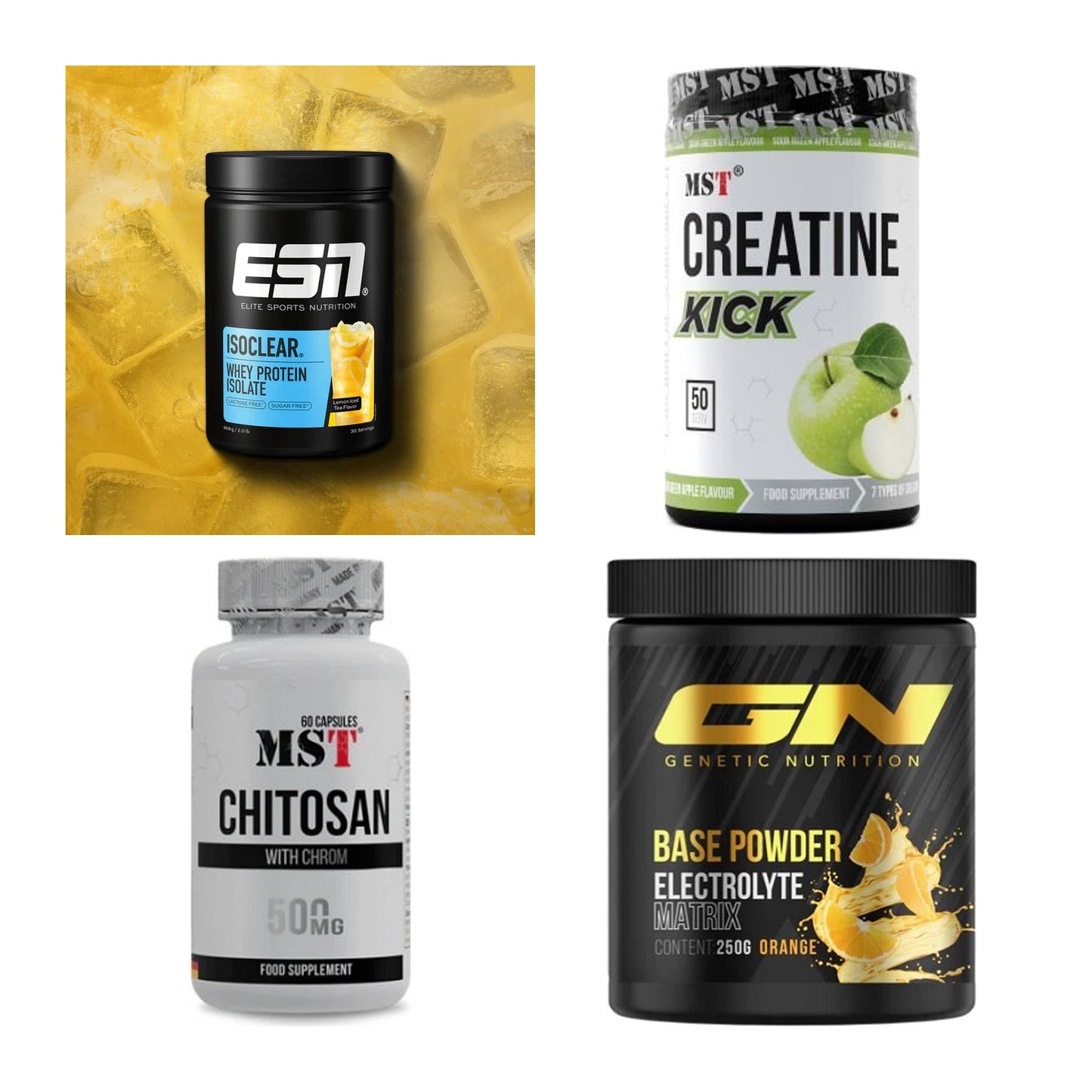Wettkampfvorbereitung: ESN ISOCLEAR + MST Creatine + 2 weitere – alle enthaltenen Artikel