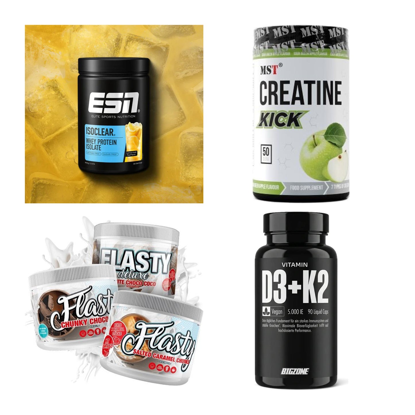 Wettkampfvorbereitung: ESN ISOCLEAR + MST Creatine + 2 weitere – alle enthaltenen Artikel