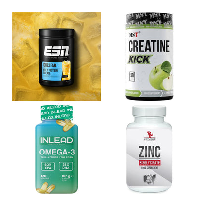 Wettkampfvorbereitung: ESN ISOCLEAR + MST Creatine + 2 weitere – alle enthaltenen Artikel
