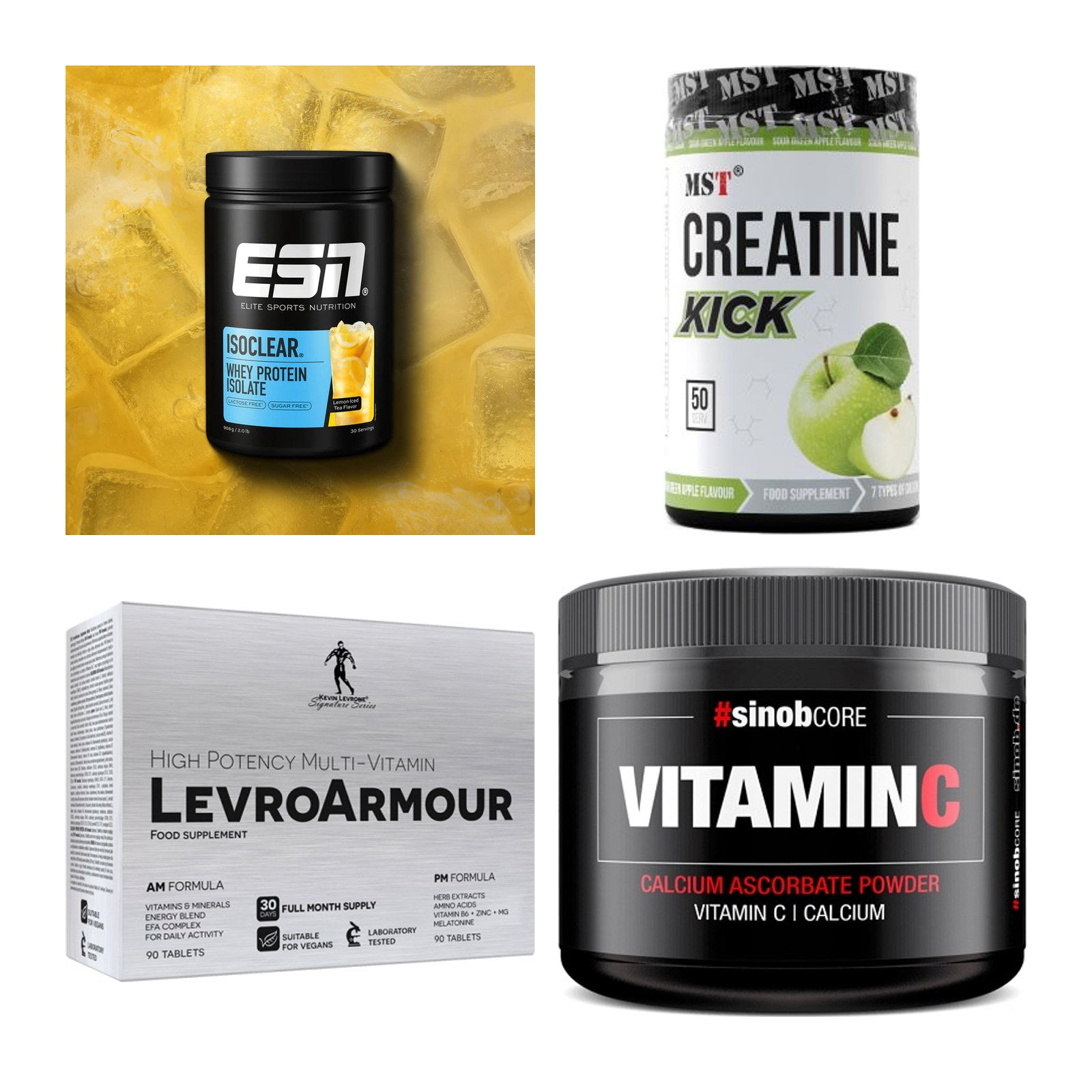 Wettkampfvorbereitung: ESN ISOCLEAR + MST Creatine + 2 weitere – alle enthaltenen Artikel