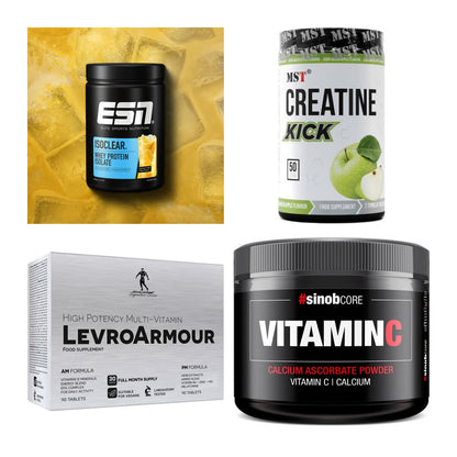Wettkampfvorbereitung: ESN ISOCLEAR + MST Creatine + 2 weitere – alle enthaltenen Artikel