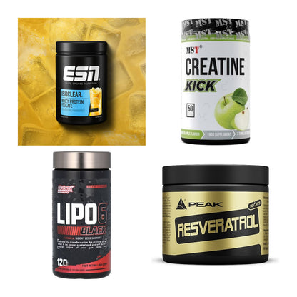 Wettkampfvorbereitung: ESN ISOCLEAR + MST Creatine + 2 weitere – alle enthaltenen Artikel