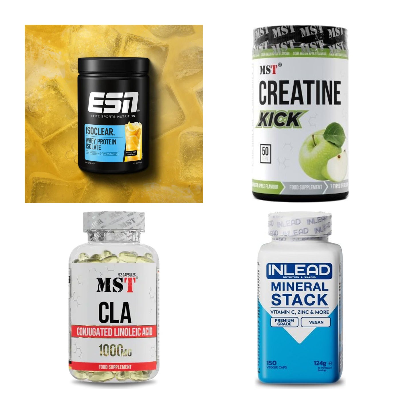 Wettkampfvorbereitung: ESN ISOCLEAR + MST Creatine + 2 weitere – alle enthaltenen Artikel