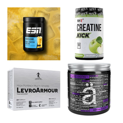 Wettkampfvorbereitung: ESN ISOCLEAR + MST Creatine + 2 weitere – alle enthaltenen Artikel