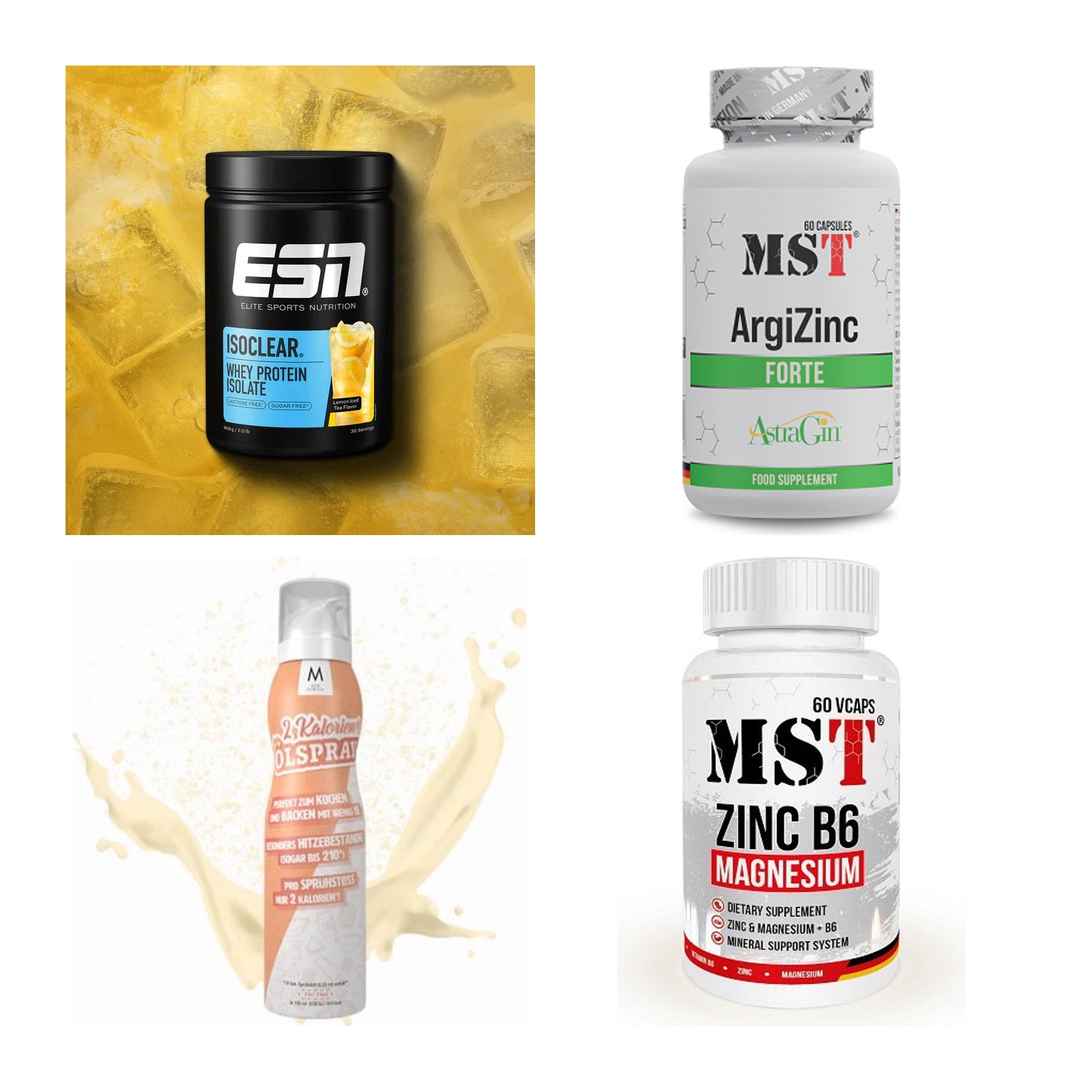 Wettkampfvorbereitung: ESN ISOCLEAR + MST ArgiZinc + 2 weitere – alle enthaltenen Artikel