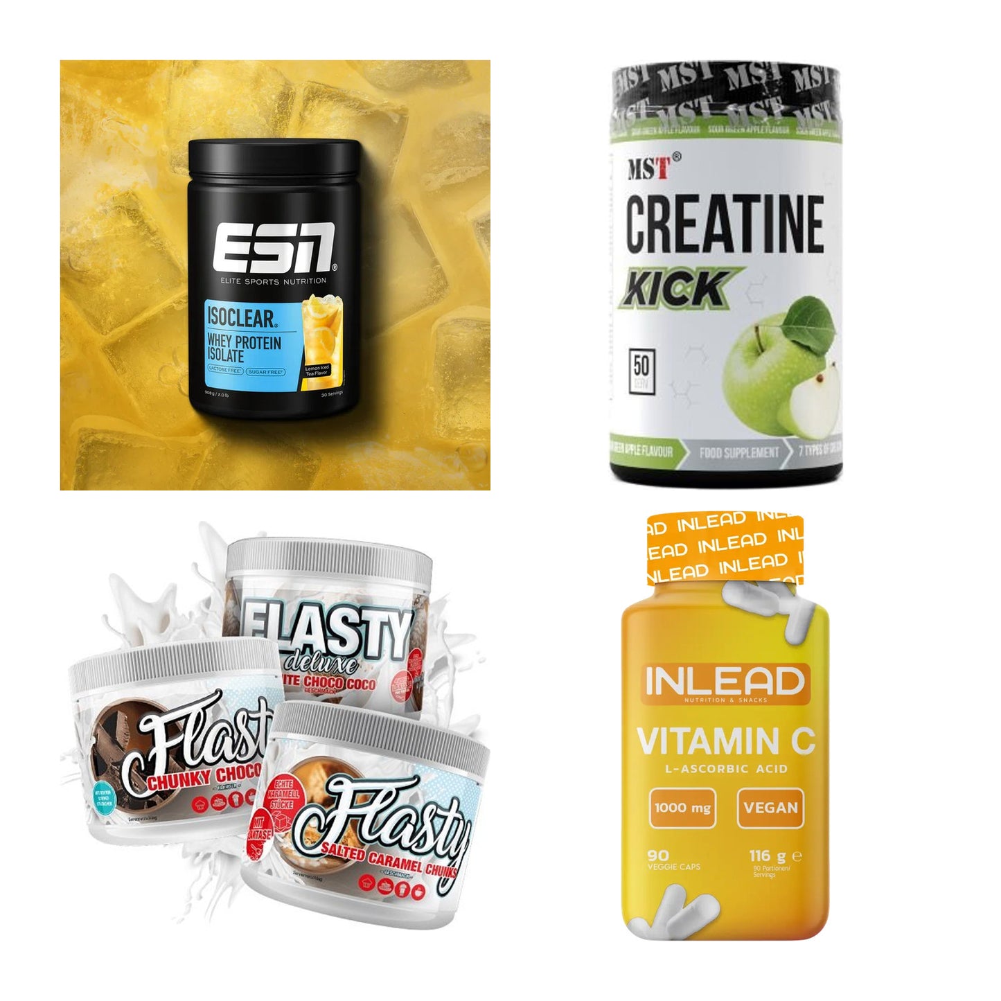 Wettkampfvorbereitung: ESN ISOCLEAR + MST Creatine + 2 weitere – alle enthaltenen Artikel