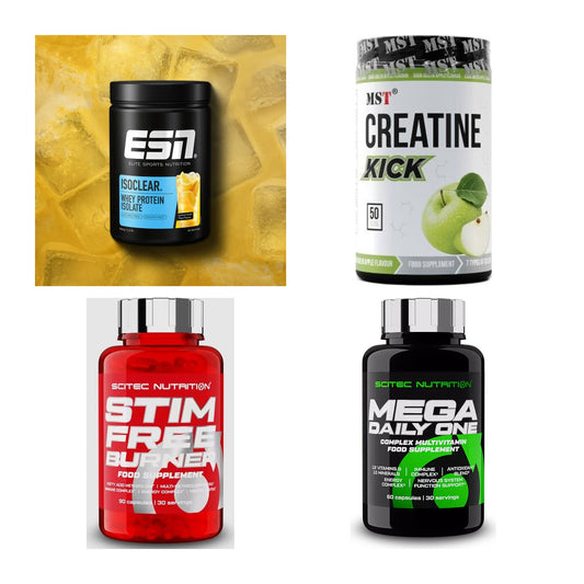 Wettkampfvorbereitung: ESN ISOCLEAR + MST Creatine + 2 weitere – alle enthaltenen Artikel