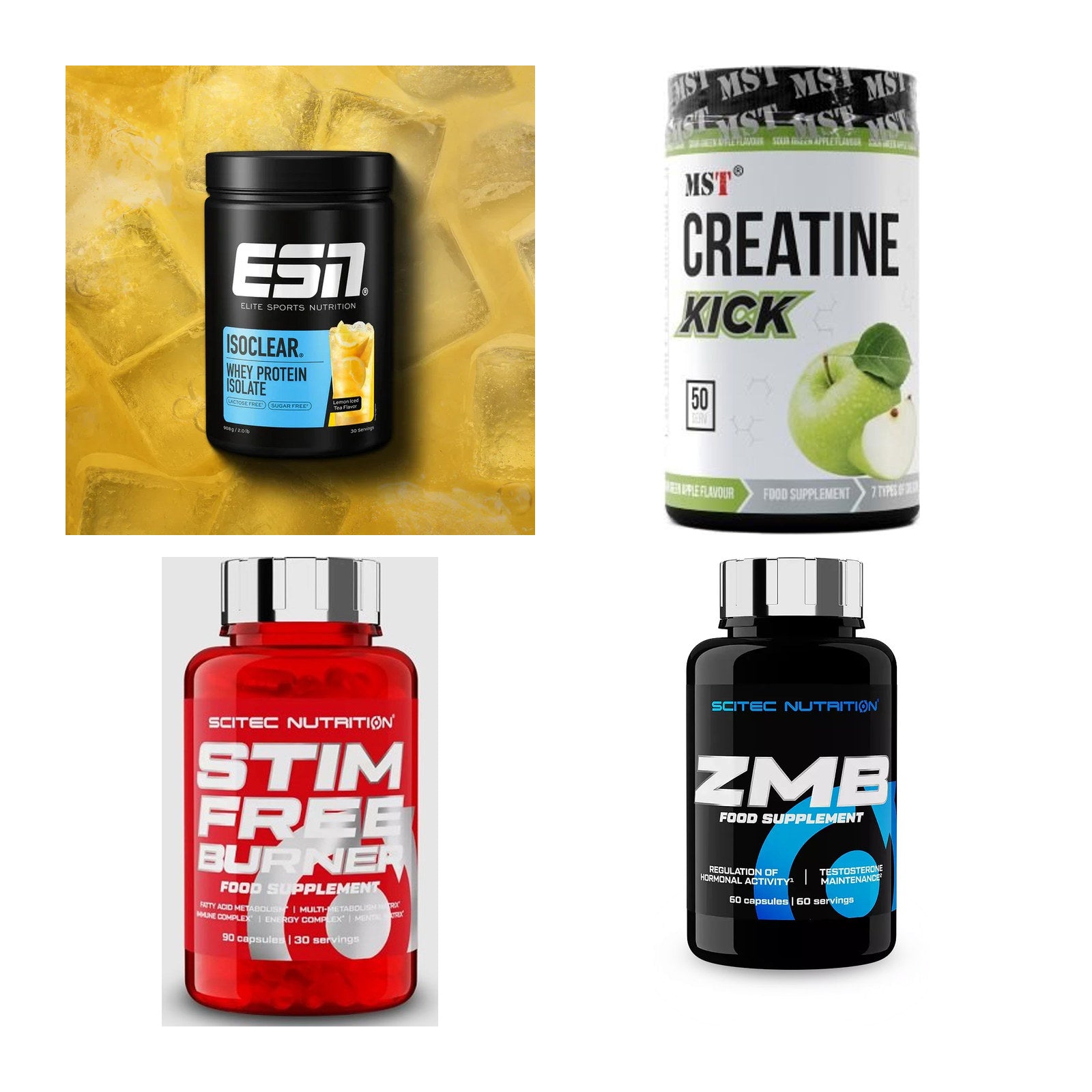 Wettkampfvorbereitung: ESN ISOCLEAR + MST Creatine + 2 weitere – alle enthaltenen Artikel