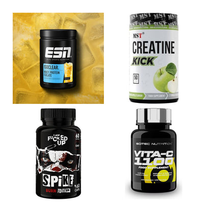 Wettkampfvorbereitung: ESN ISOCLEAR + MST Creatine + 2 weitere – alle enthaltenen Artikel