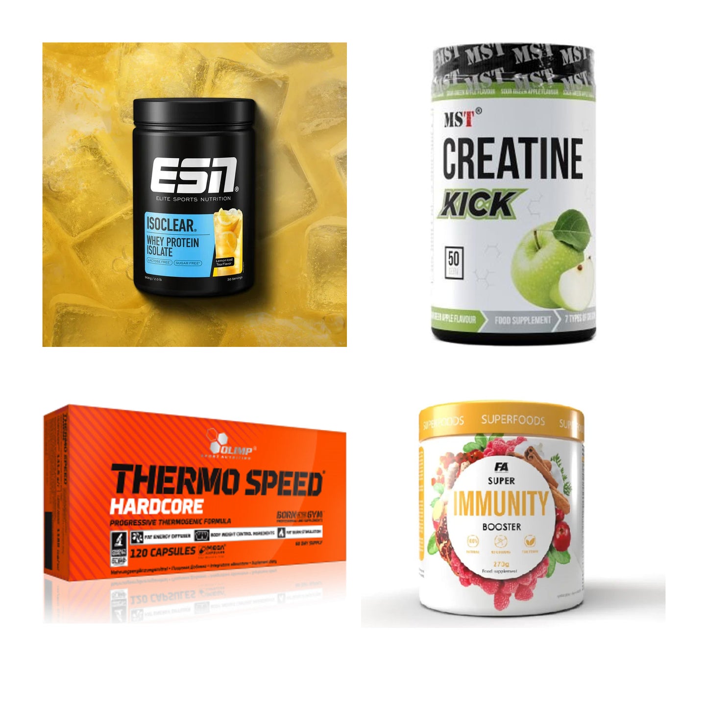 Wettkampfvorbereitung: ESN ISOCLEAR + MST Creatine + 2 weitere – alle enthaltenen Artikel