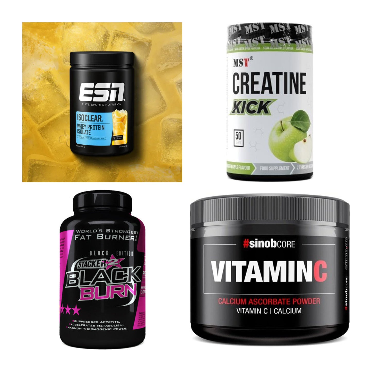 Wettkampfvorbereitung: ESN ISOCLEAR + MST Creatine + 2 weitere – alle enthaltenen Artikel