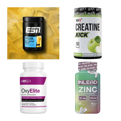 Wettkampfvorbereitung: ESN ISOCLEAR + MST Creatine + 2 weitere – alle enthaltenen Artikel