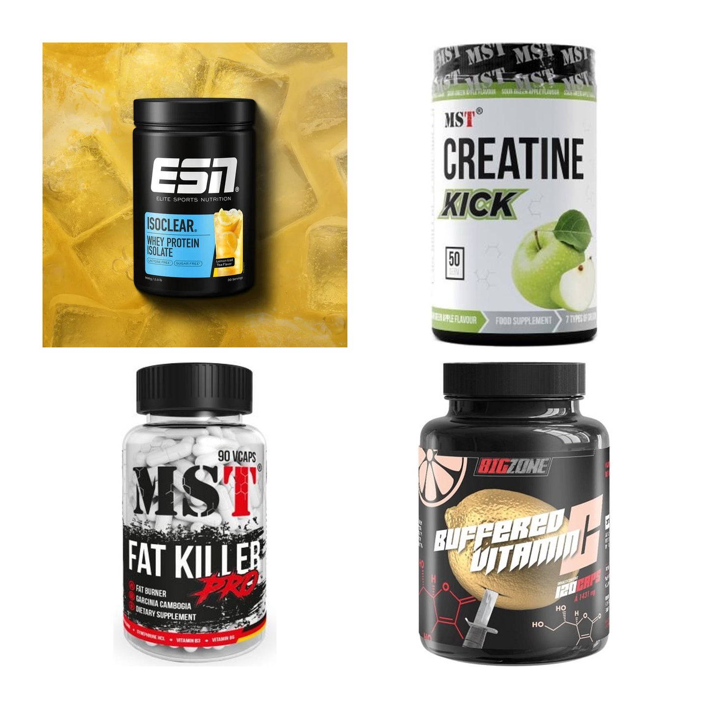 Wettkampfvorbereitung: ESN ISOCLEAR + MST Creatine + 2 weitere – alle enthaltenen Artikel
