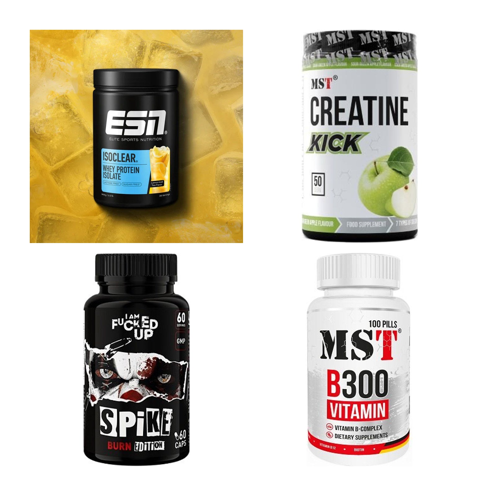 Wettkampfvorbereitung: ESN ISOCLEAR + MST Creatine + 2 weitere – alle enthaltenen Artikel