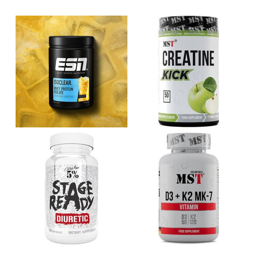 Wettkampfvorbereitung: ESN ISOCLEAR + MST Creatine + 2 weitere – alle enthaltenen Artikel