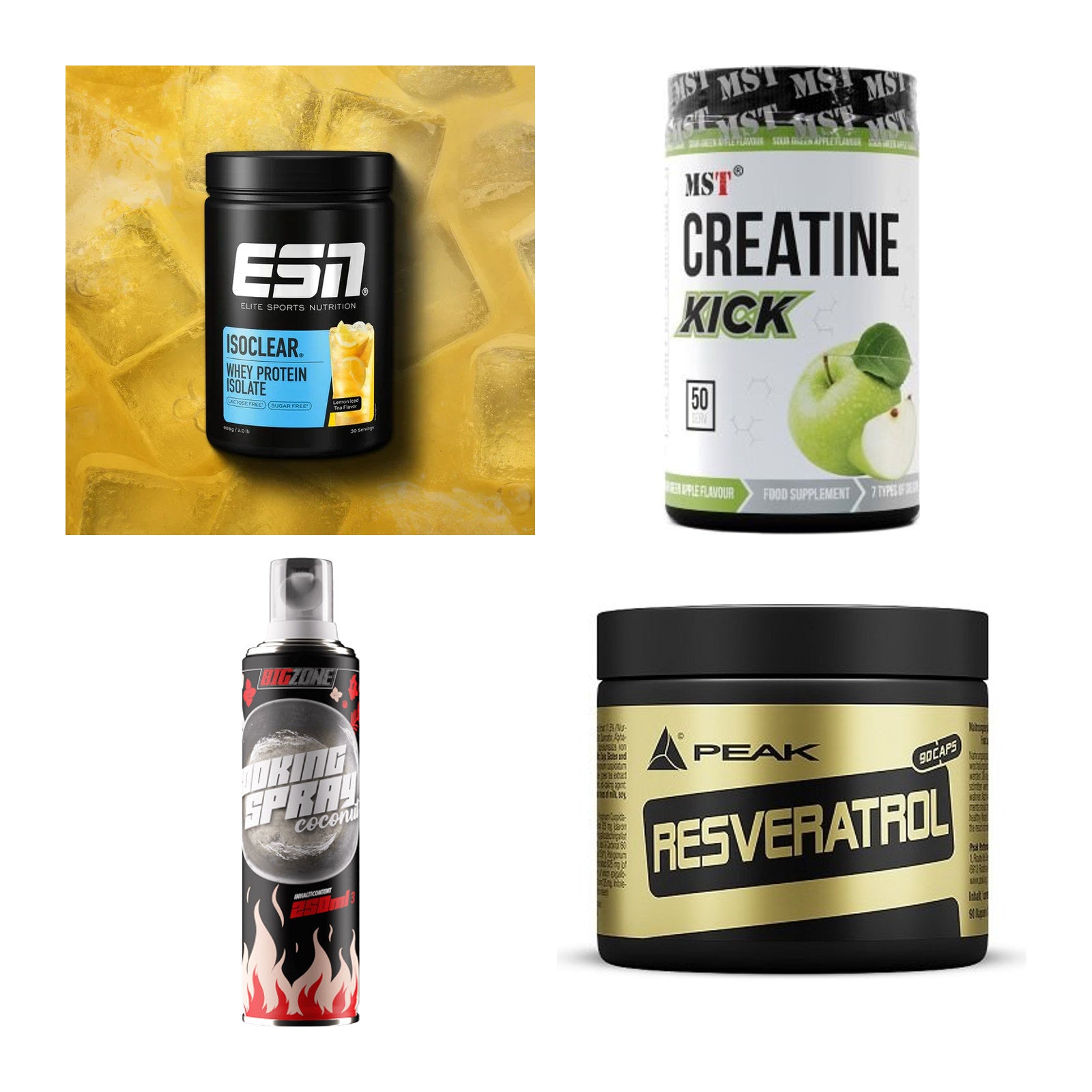 Wettkampfvorbereitung: ESN ISOCLEAR + MST Creatine + 2 weitere – alle enthaltenen Artikel