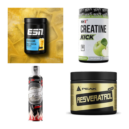 Wettkampfvorbereitung: ESN ISOCLEAR + MST Creatine + 2 weitere – alle enthaltenen Artikel