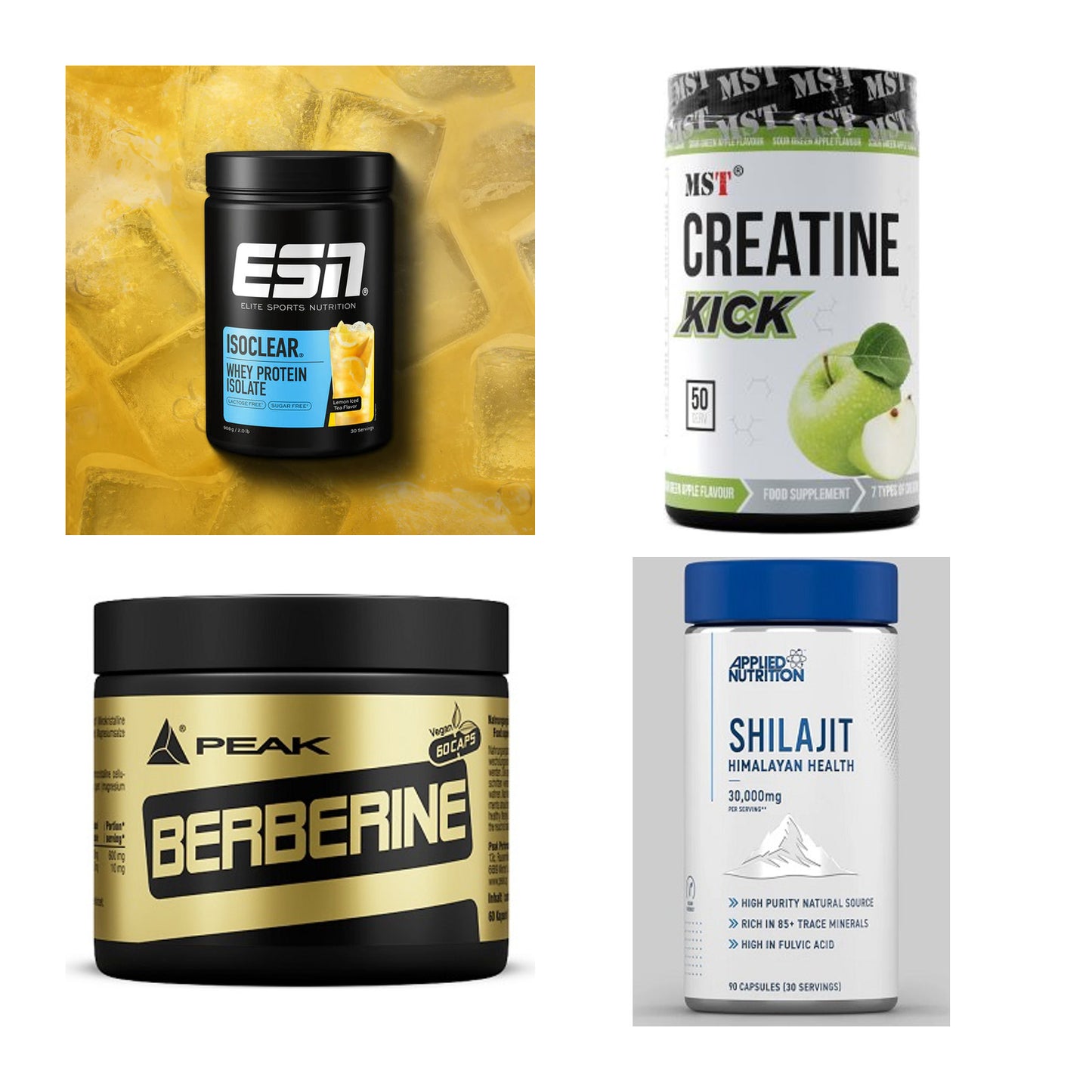 Wettkampfvorbereitung: ESN ISOCLEAR + MST Creatine + 2 weitere – alle enthaltenen Artikel