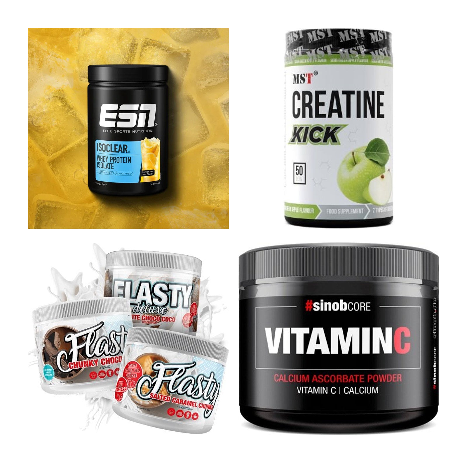 Wettkampfvorbereitung: ESN ISOCLEAR + MST Creatine + 2 weitere – alle enthaltenen Artikel