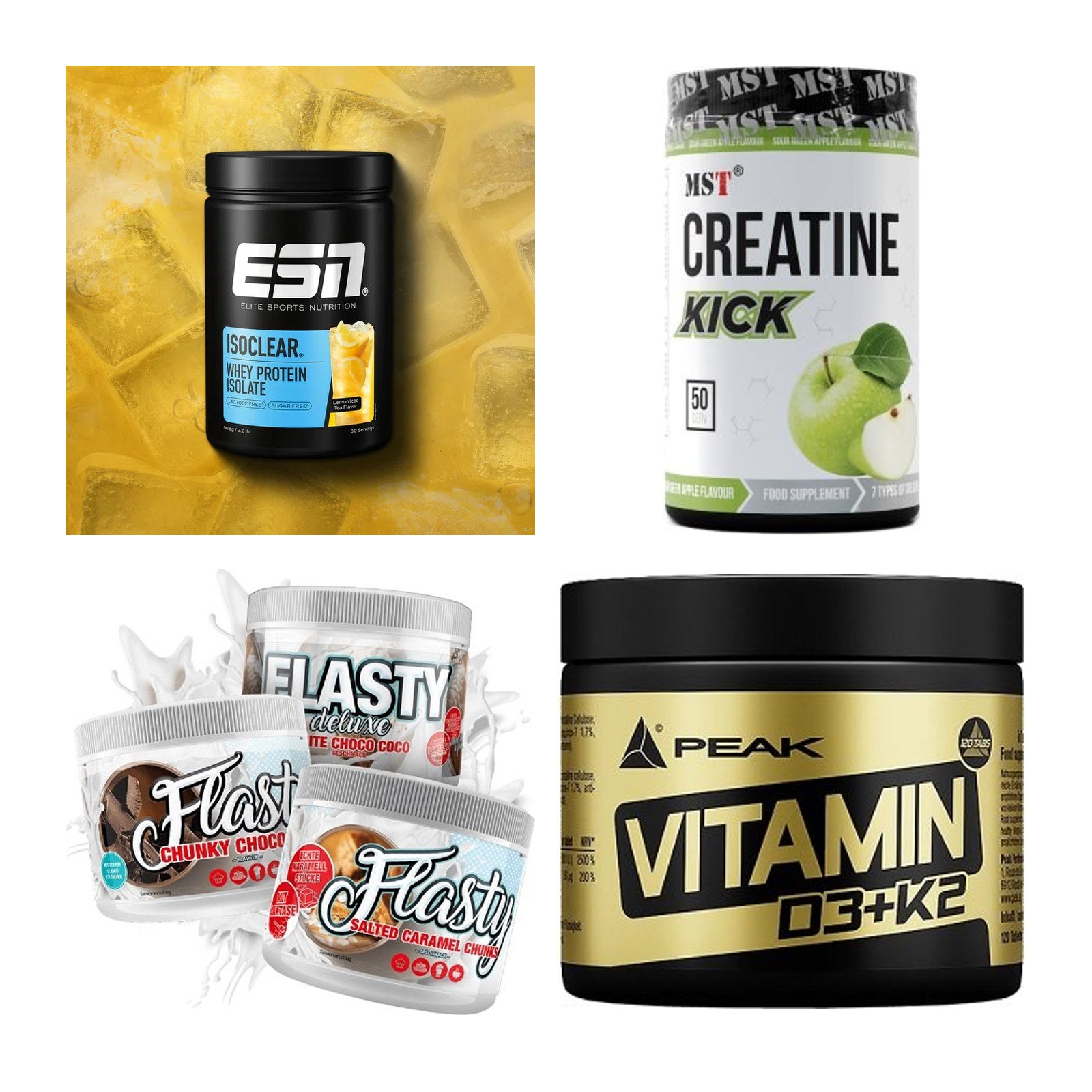 Wettkampfvorbereitung: ESN ISOCLEAR + MST Creatine + 2 weitere – alle enthaltenen Artikel