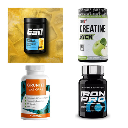 Wettkampfvorbereitung: ESN ISOCLEAR + MST Creatine + 2 weitere – alle enthaltenen Artikel