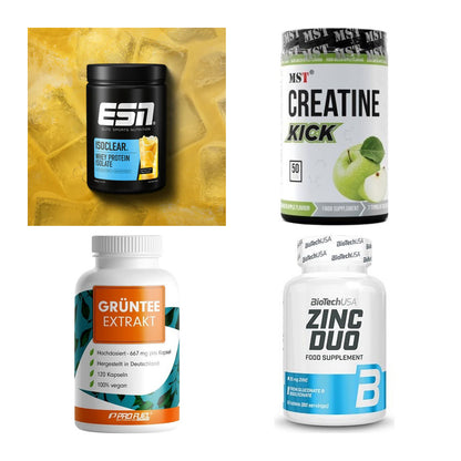 Wettkampfvorbereitung: ESN ISOCLEAR + MST Creatine + 2 weitere – alle enthaltenen Artikel