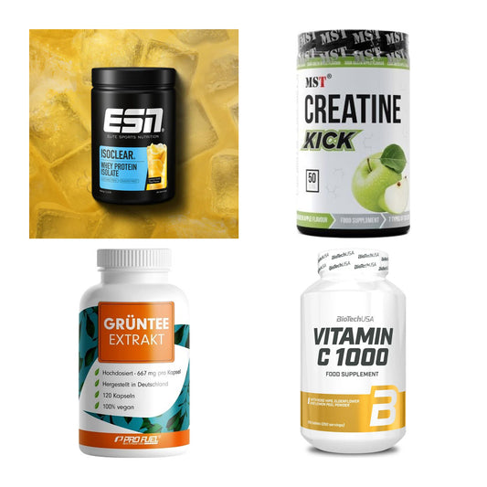 Wettkampfvorbereitung: ESN ISOCLEAR + MST Creatine + 2 weitere – alle enthaltenen Artikel