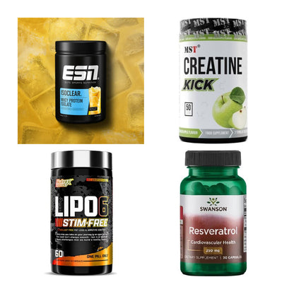 Wettkampfvorbereitung: ESN ISOCLEAR + MST Creatine + 2 weitere – alle enthaltenen Artikel
