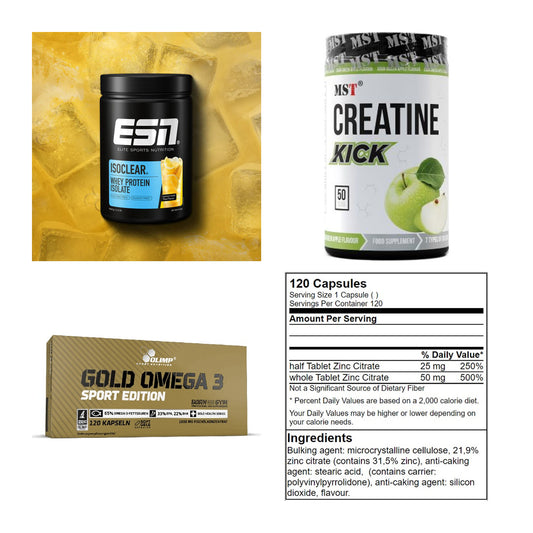 Wettkampfvorbereitung: ESN ISOCLEAR + MST Creatine + 2 weitere – alle enthaltenen Artikel
