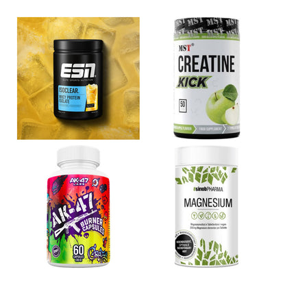 Wettkampfvorbereitung: ESN ISOCLEAR + MST Creatine + 2 weitere – alle enthaltenen Artikel