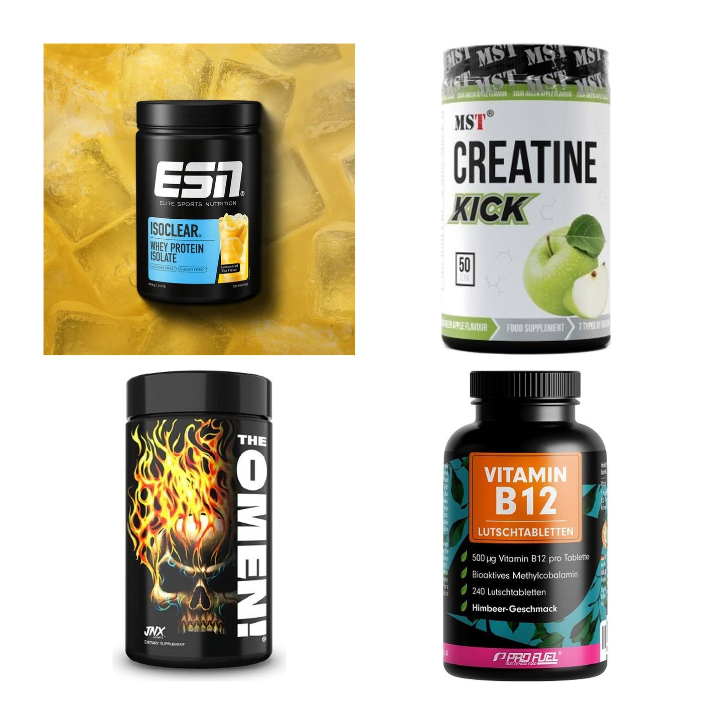 Wettkampfvorbereitung: ESN ISOCLEAR + MST Creatine + 2 weitere – alle enthaltenen Artikel