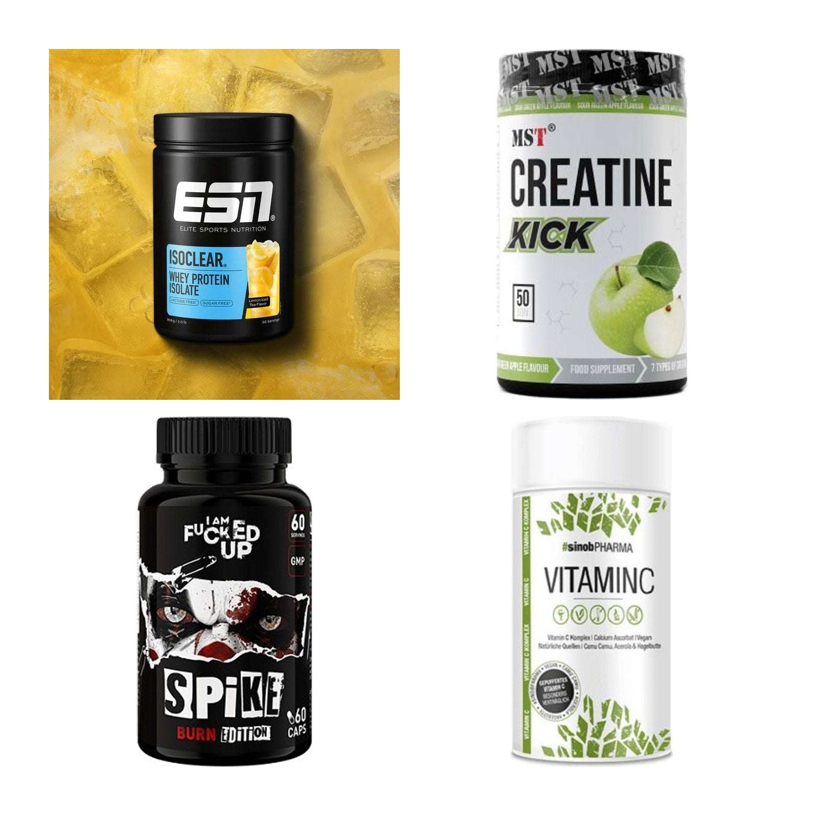 Wettkampfvorbereitung: ESN ISOCLEAR + MST Creatine + 2 weitere – alle enthaltenen Artikel