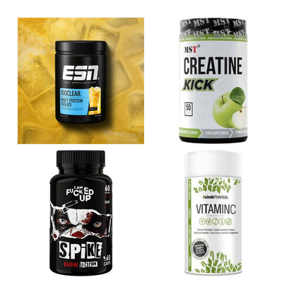 Wettkampfvorbereitung: ESN ISOCLEAR + MST Creatine + 2 weitere – alle enthaltenen Artikel
